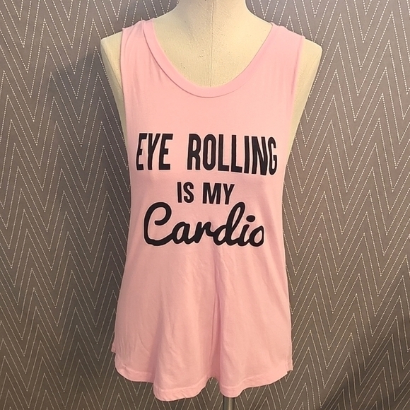 JUNIORS Series 8 Eye Rolling is my Cardio Pink tank size Large - Picture 7 of 9